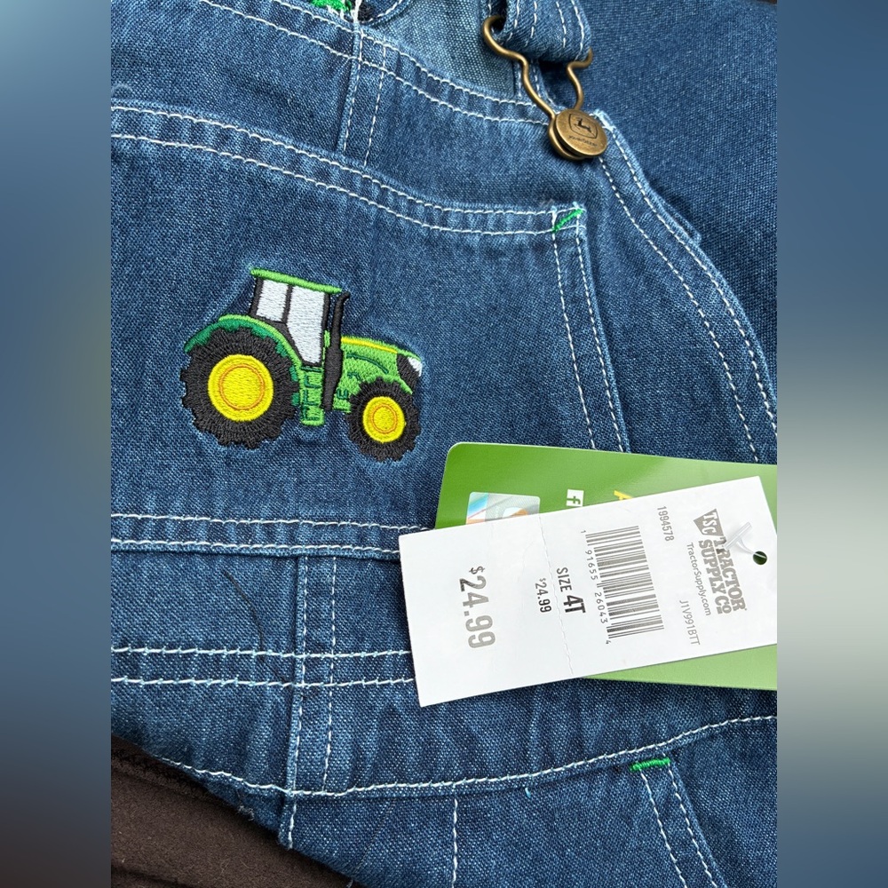 John Deere Denim Overalls with Tractor Patch Size 4T - Picture 4 of 4